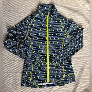 Peter Millar navy and bright green/yellow moisture wicking athletic jacket